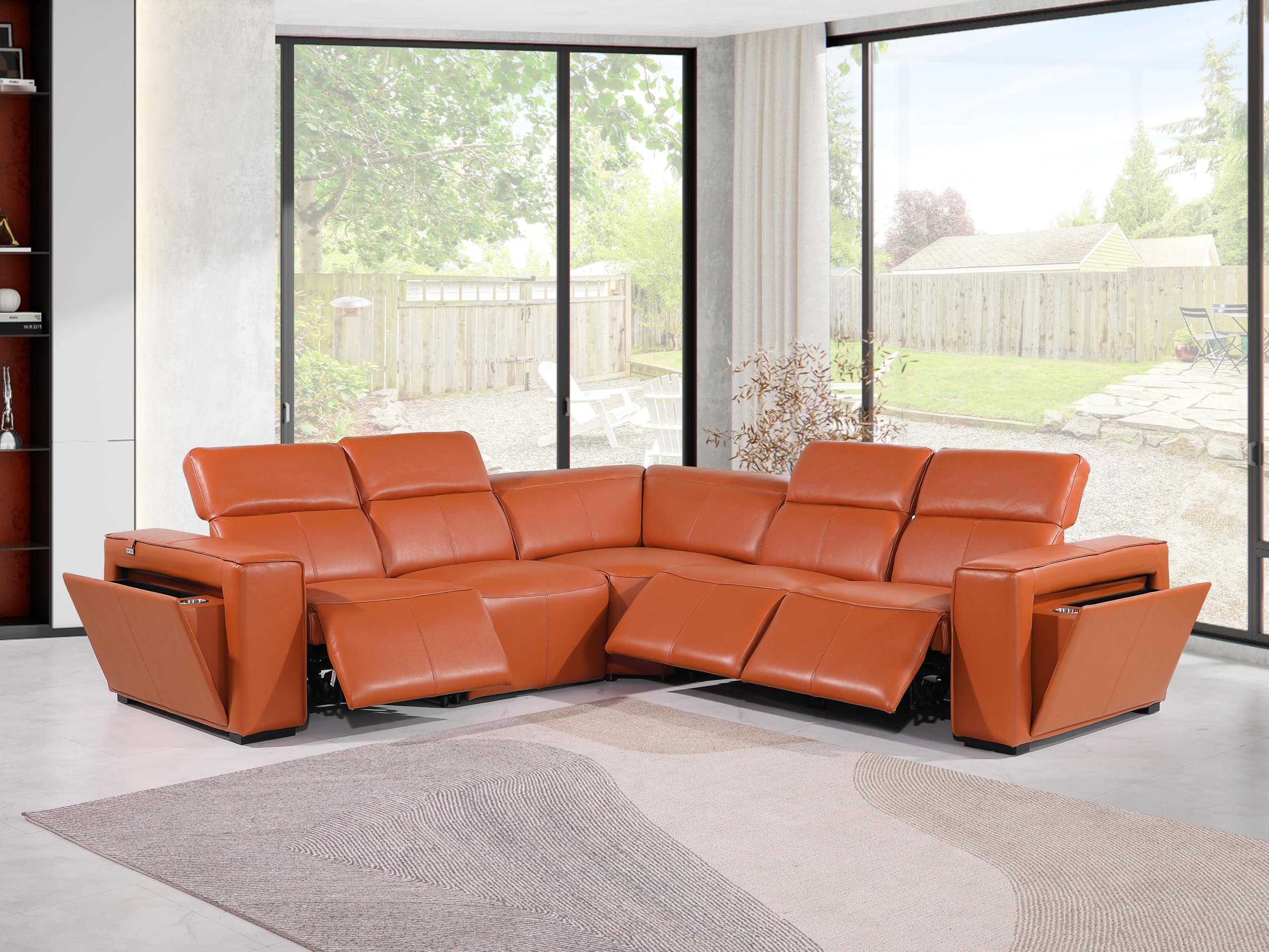 Premium Leather Modular Reclining Sectional Sofa
