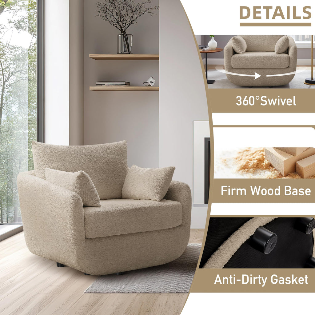Oversized Boucle Swivel Accent Chair