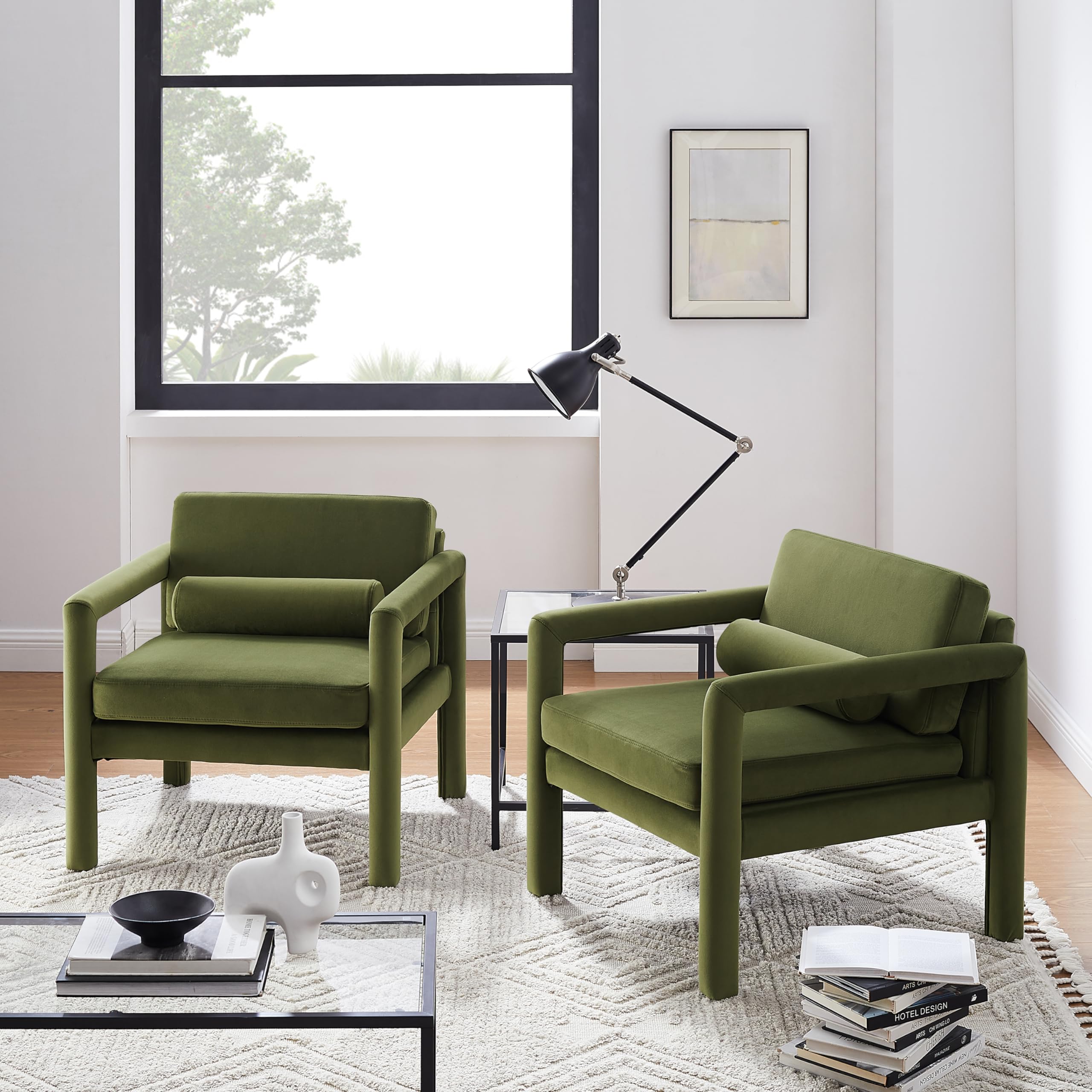Modern Velvet Accent Chair with Pillow