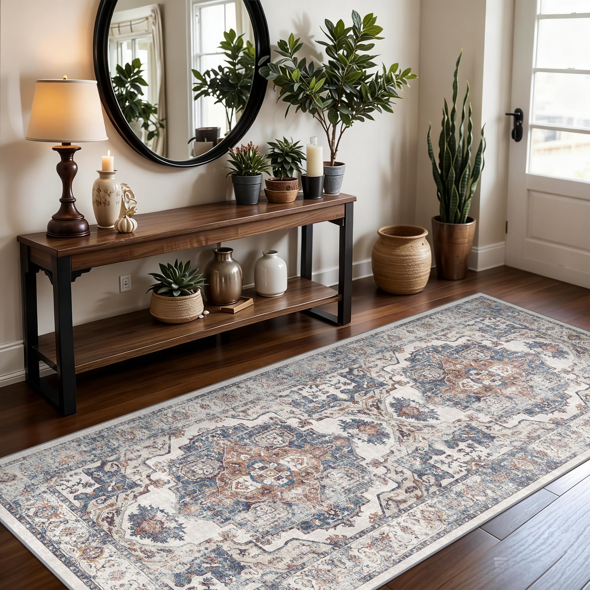 Washable Vintage Runner Rug 2x7