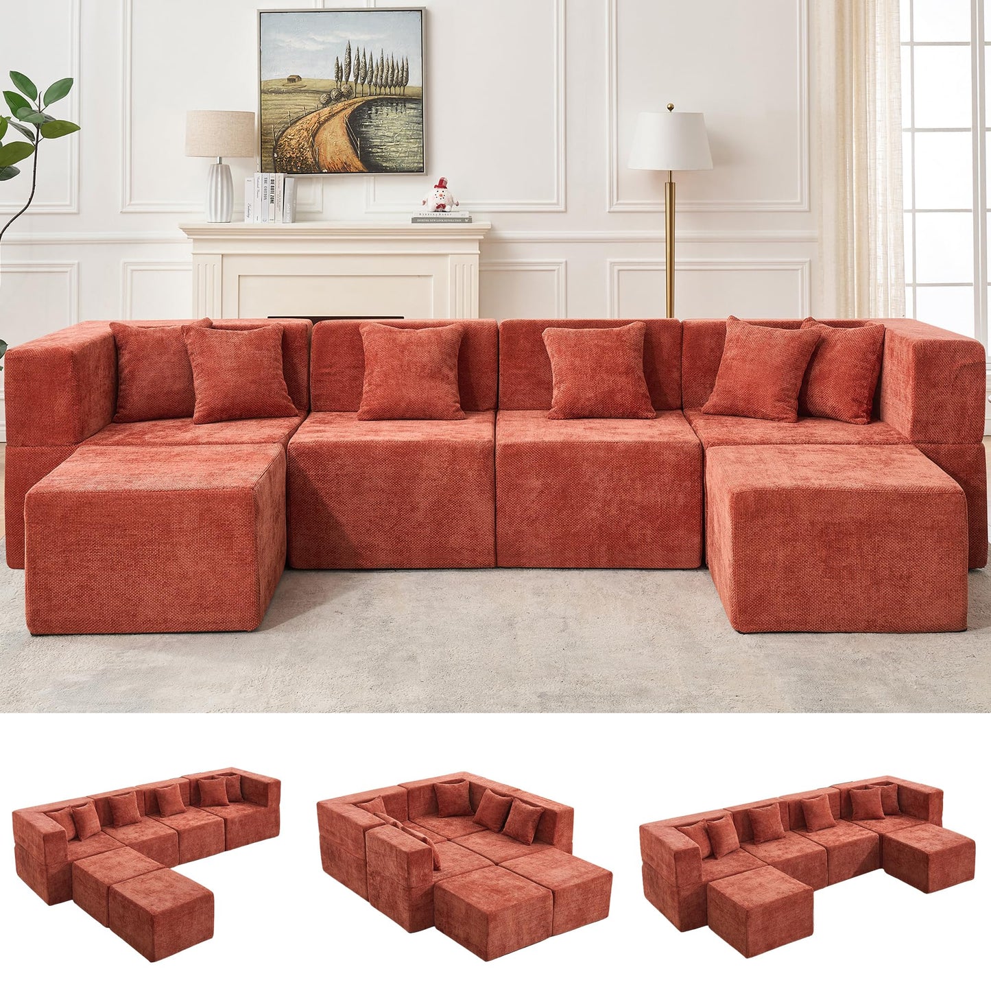 Modular Sectional Sofa with Ottoman