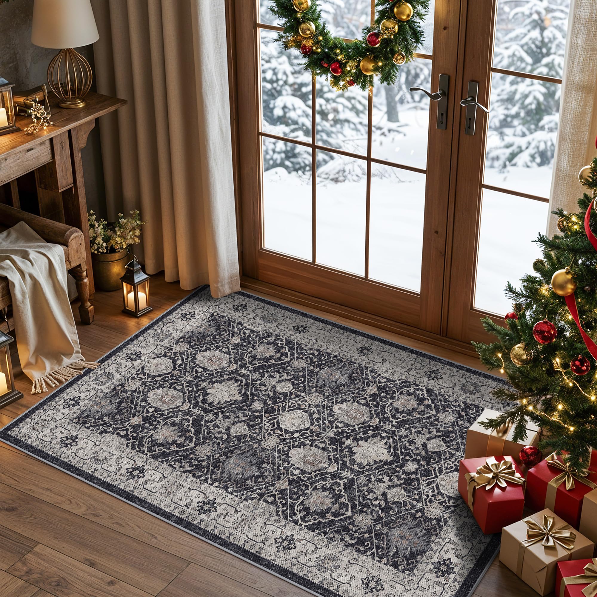 Washable Vintage Runner Rug 2x7