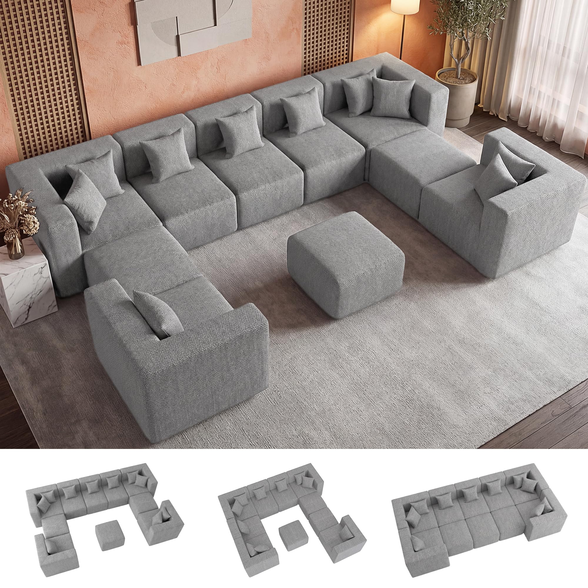 Modular Sectional Sofa with Ottoman