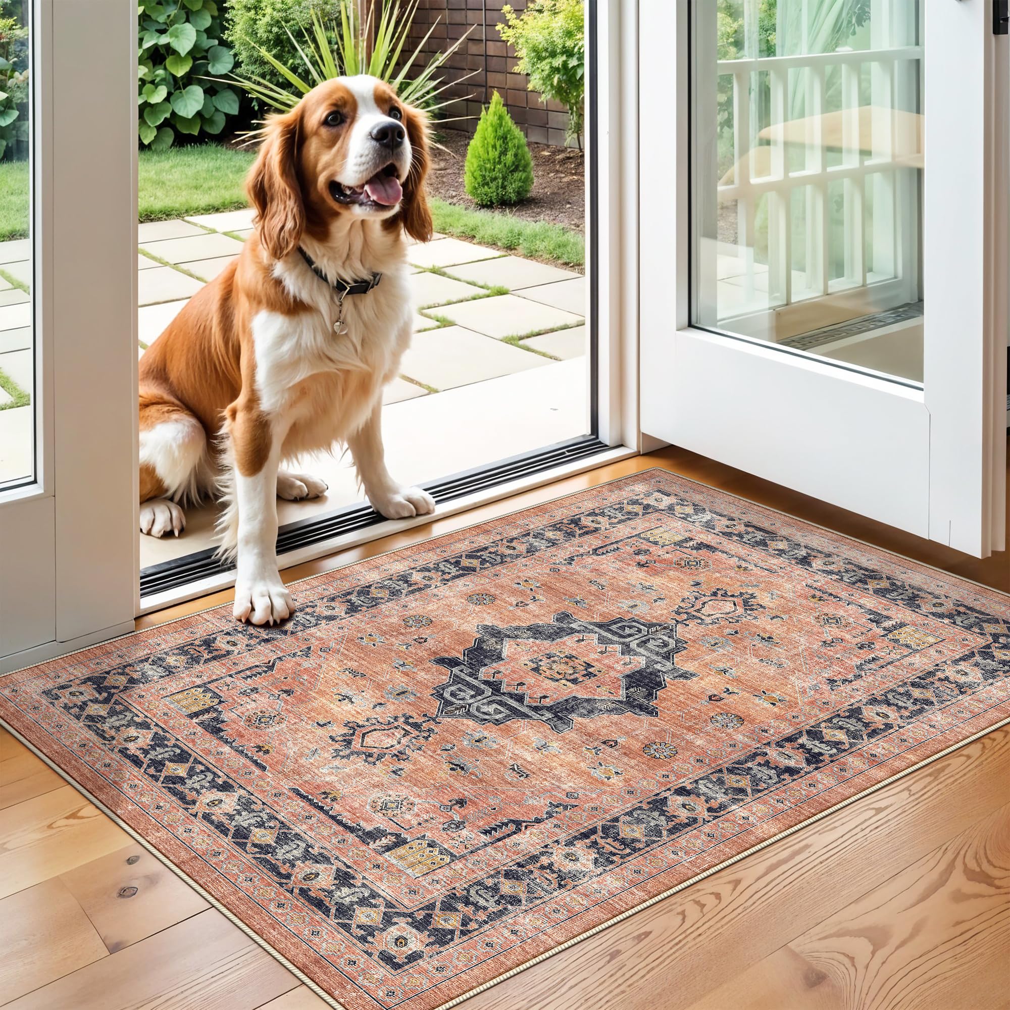 Washable Vintage Runner Rug 2x7