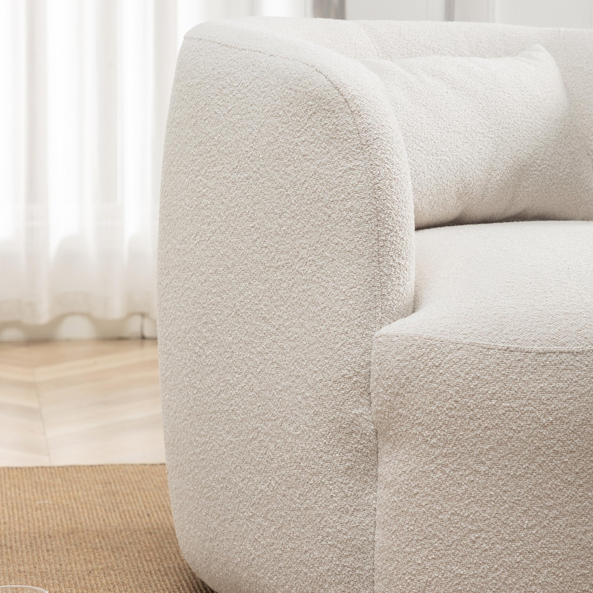 Boucle Swivel Barrel Accent Chairs Set of 2
