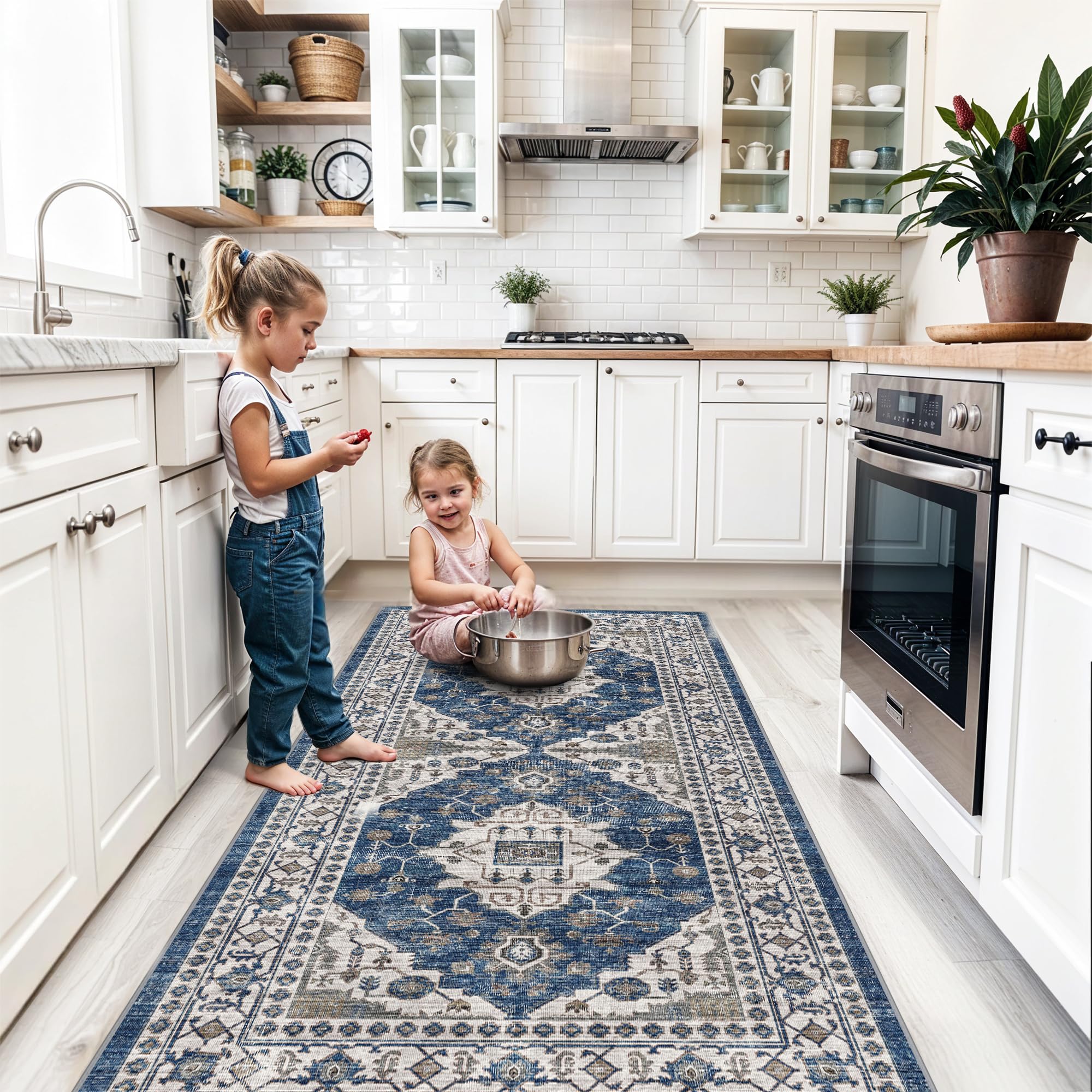 Washable Vintage Runner Rug 2x7