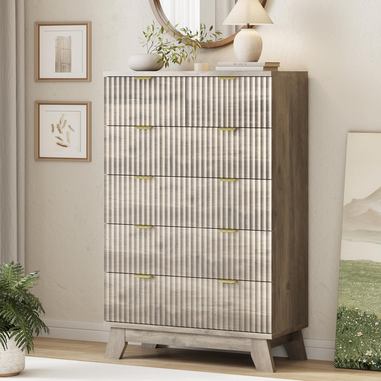 Xixini Fluted Dresser for Bedroom