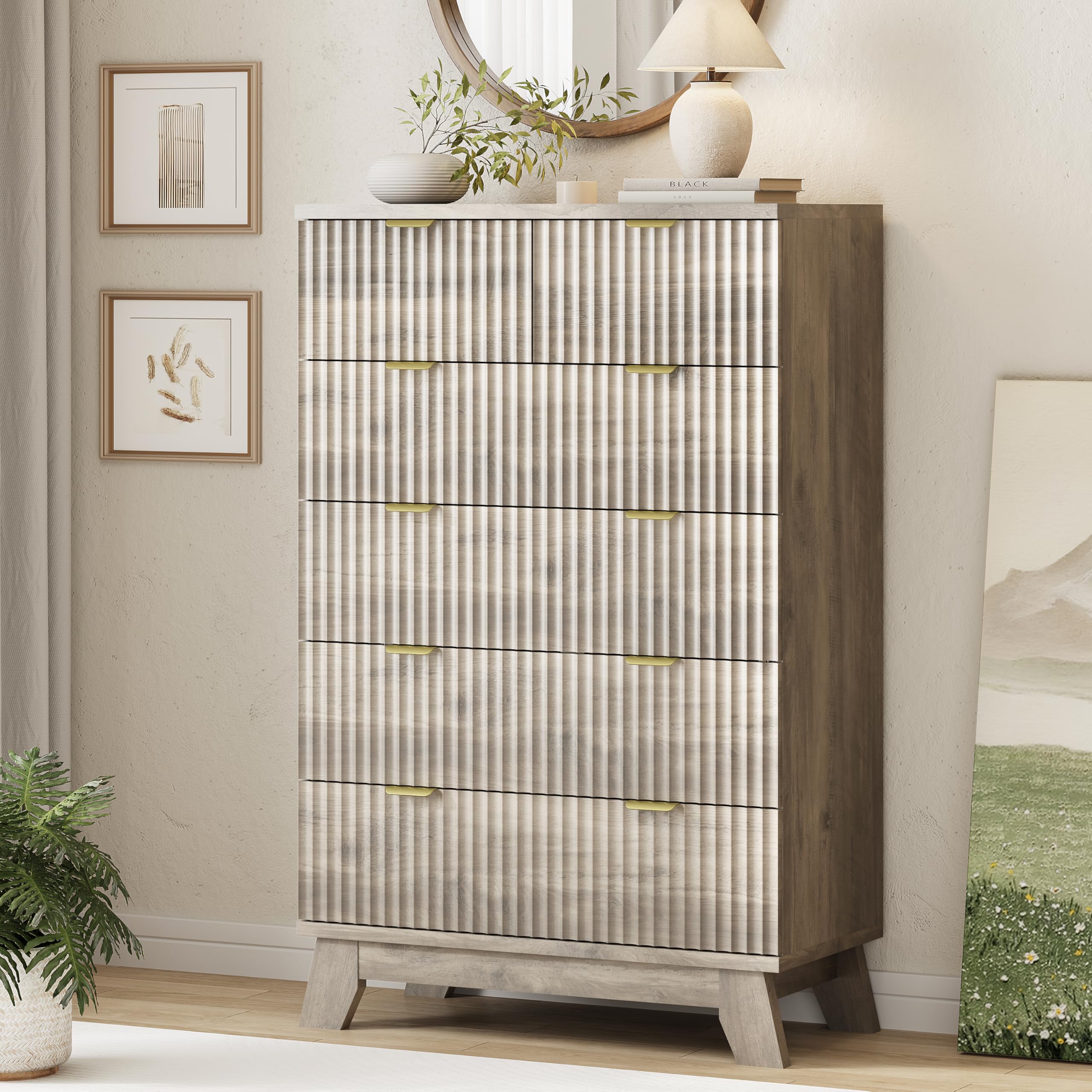 Xixini Fluted Dresser for Bedroom