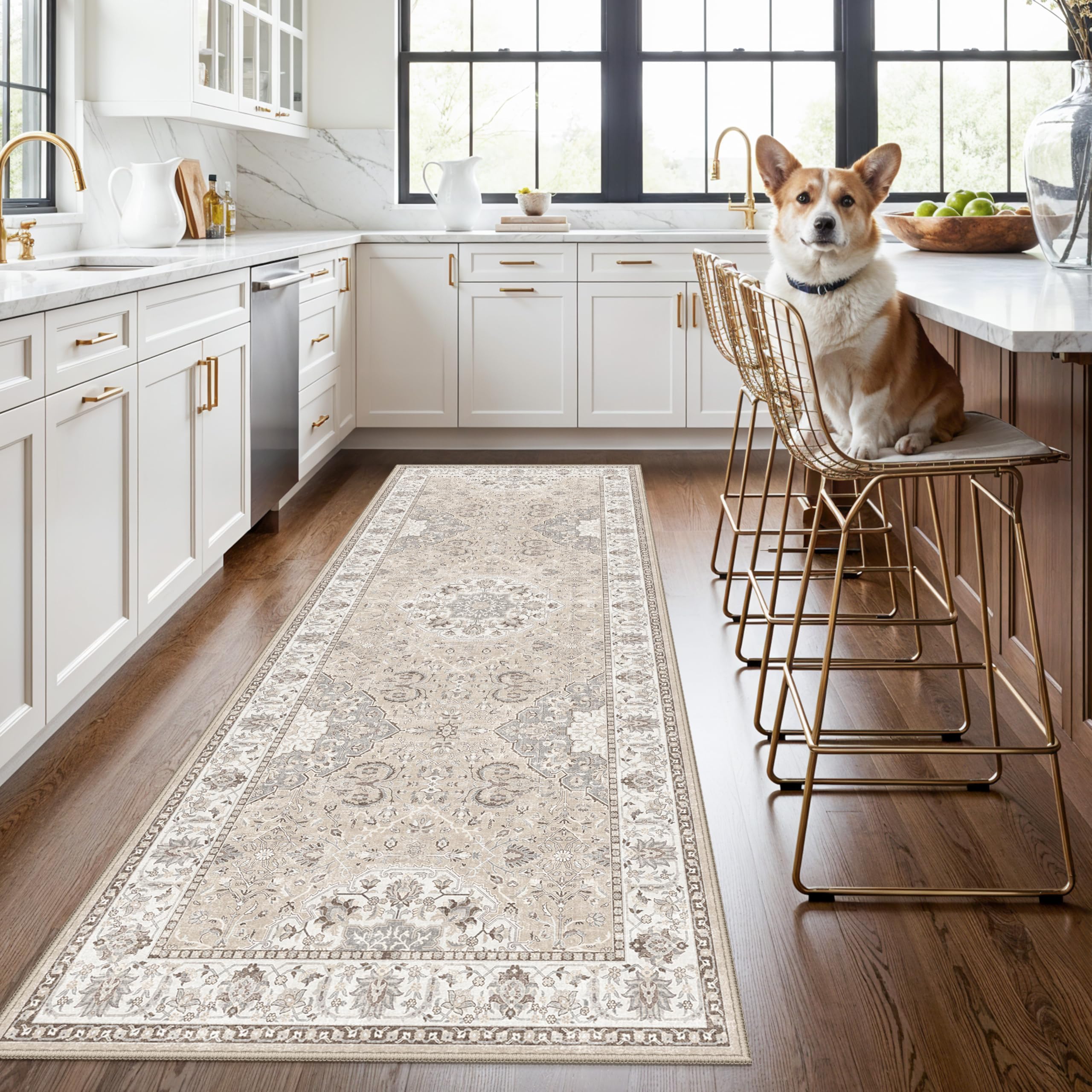 Washable Vintage Runner Rug 2x7