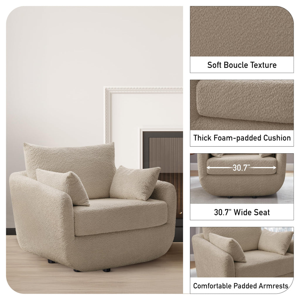 Oversized Boucle Swivel Accent Chair