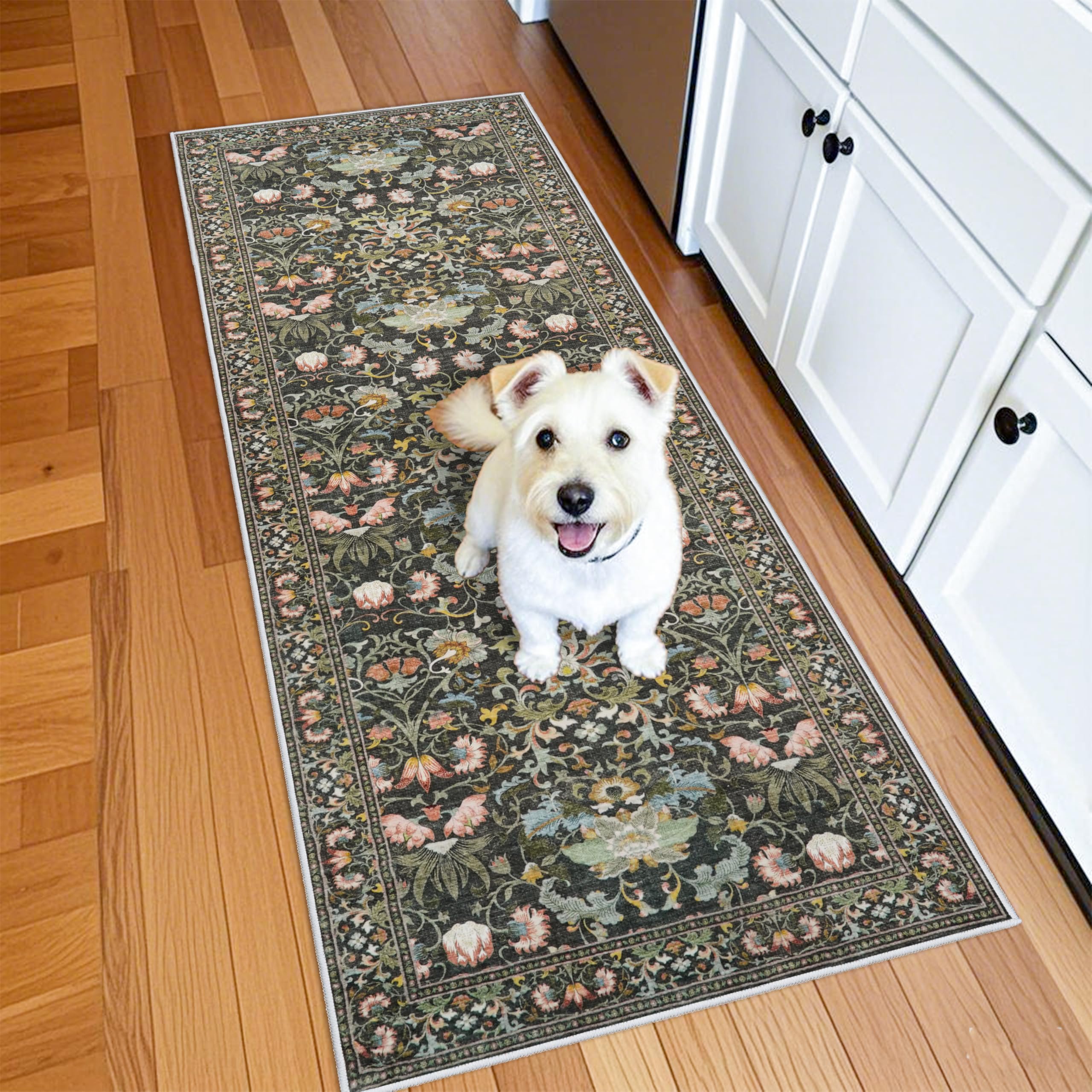 Washable Vintage Runner Rug 2x7