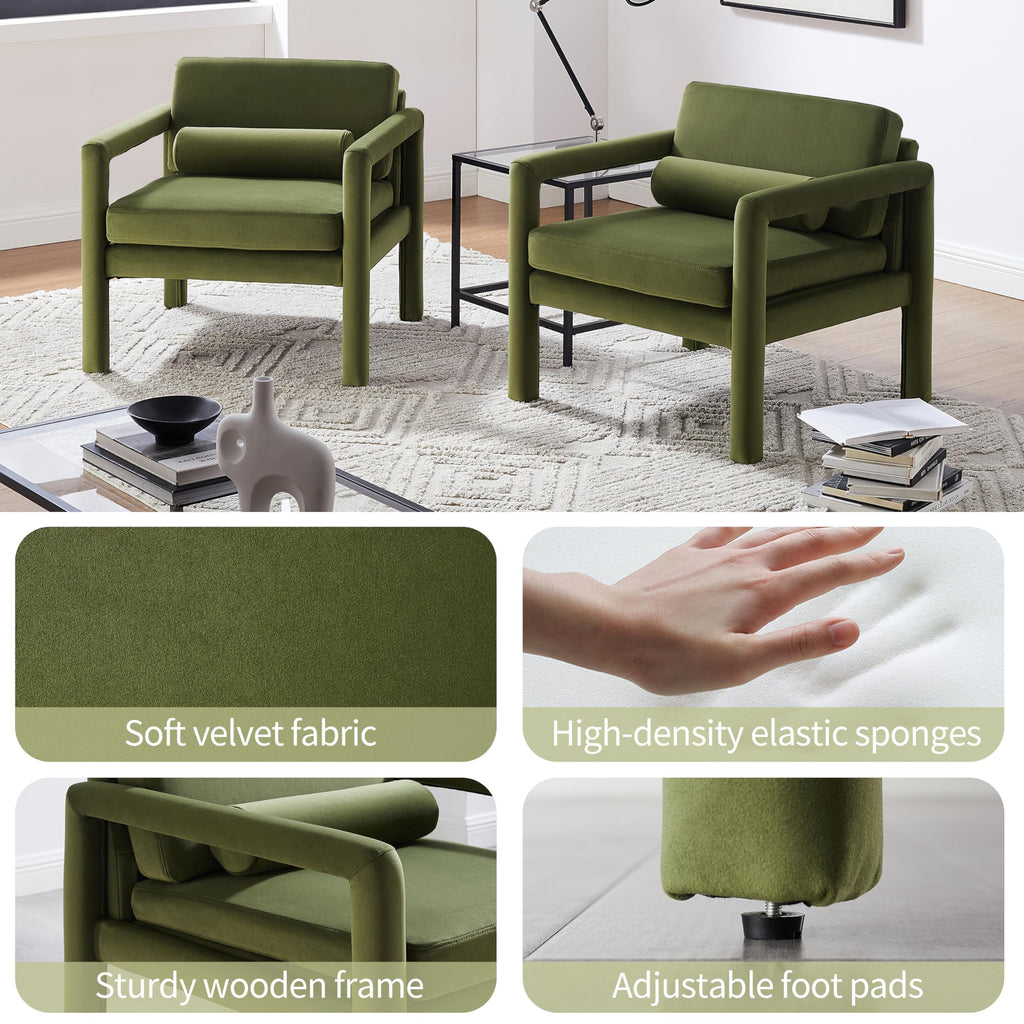 Modern Velvet Accent Chair with Pillow