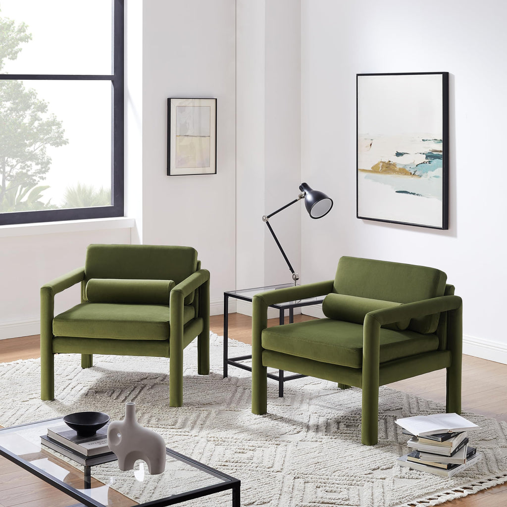 Modern Velvet Accent Chair with Pillow