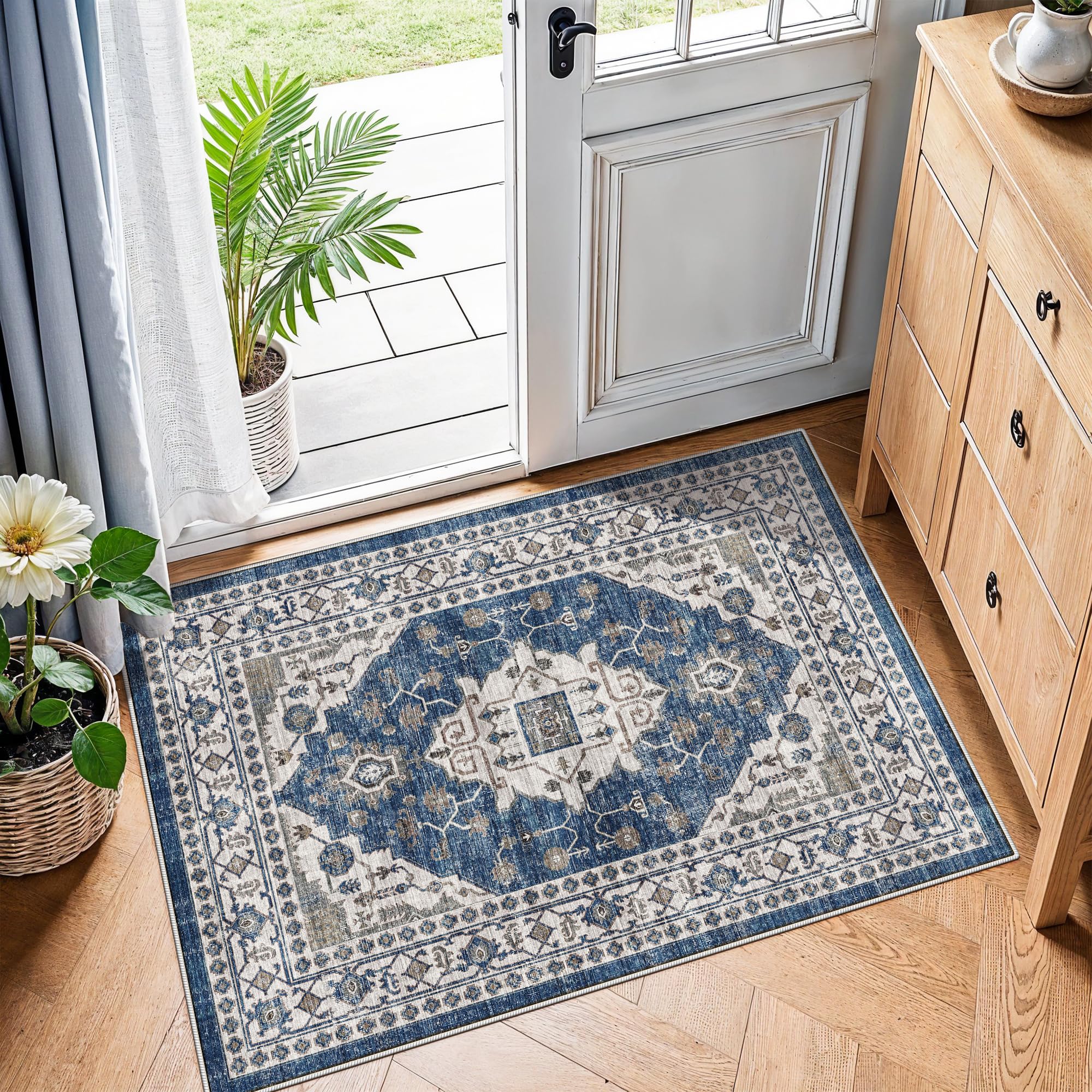 Washable Vintage Runner Rug 2x7