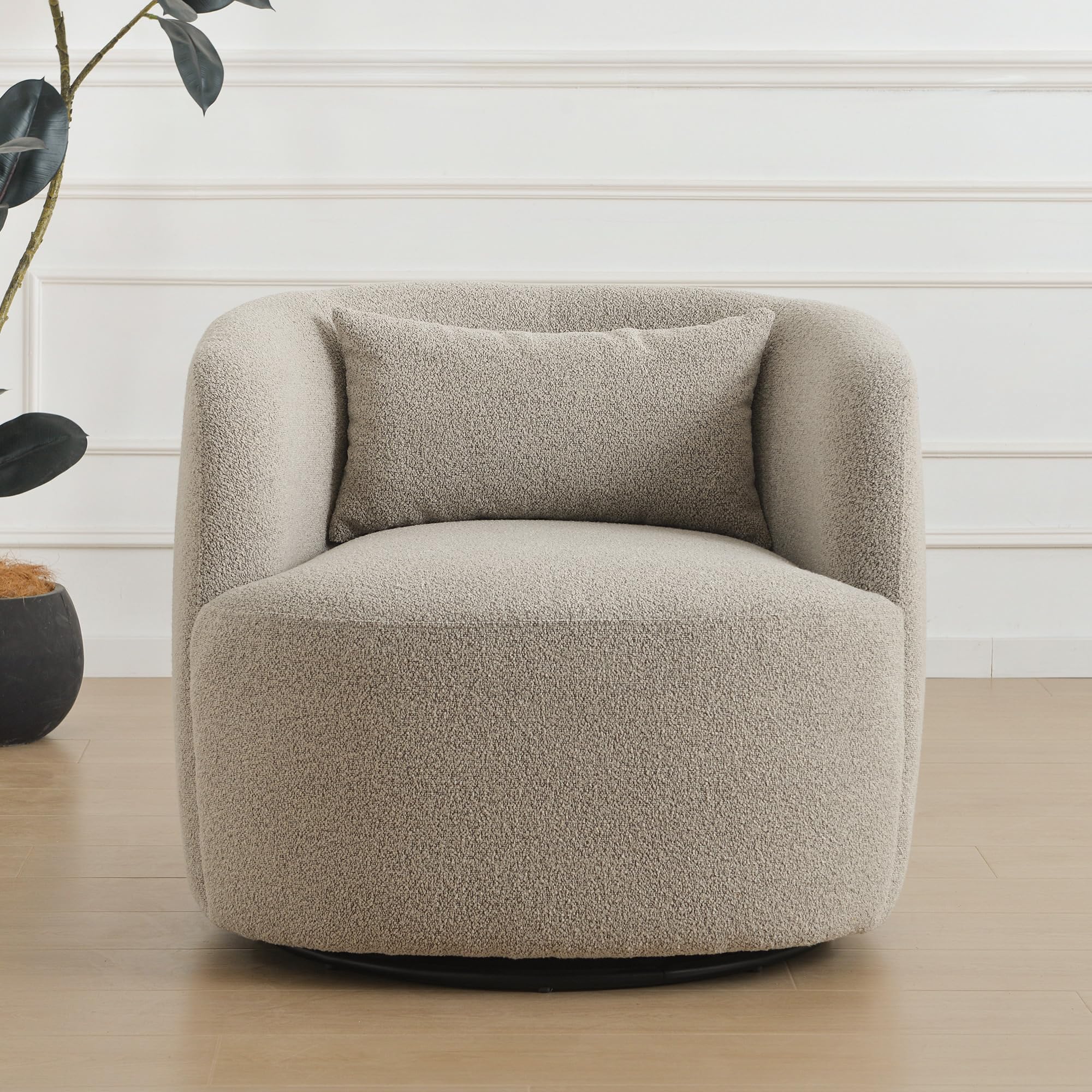 Boucle Swivel Barrel Accent Chairs Set of 2