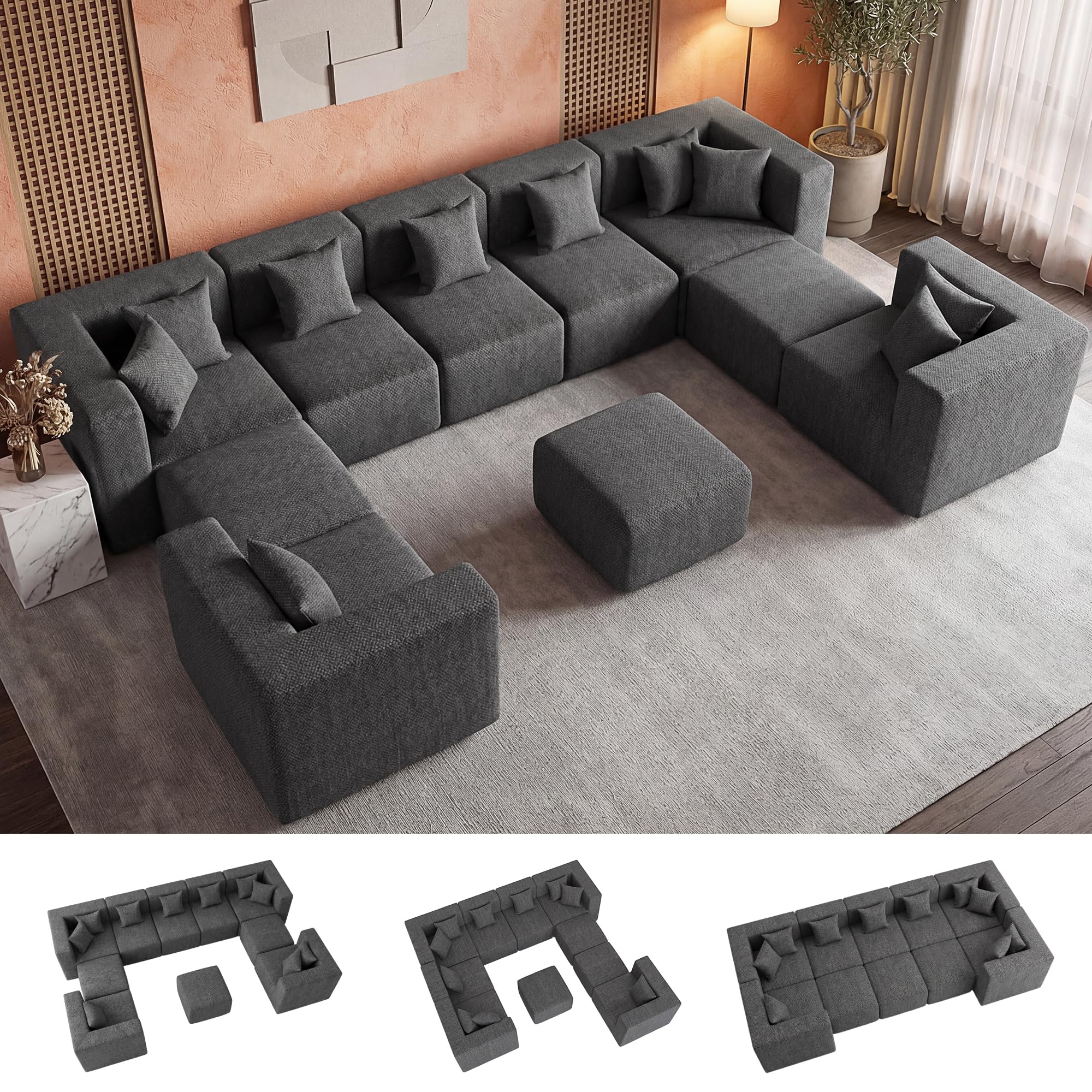 Modular Sectional Sofa with Ottoman