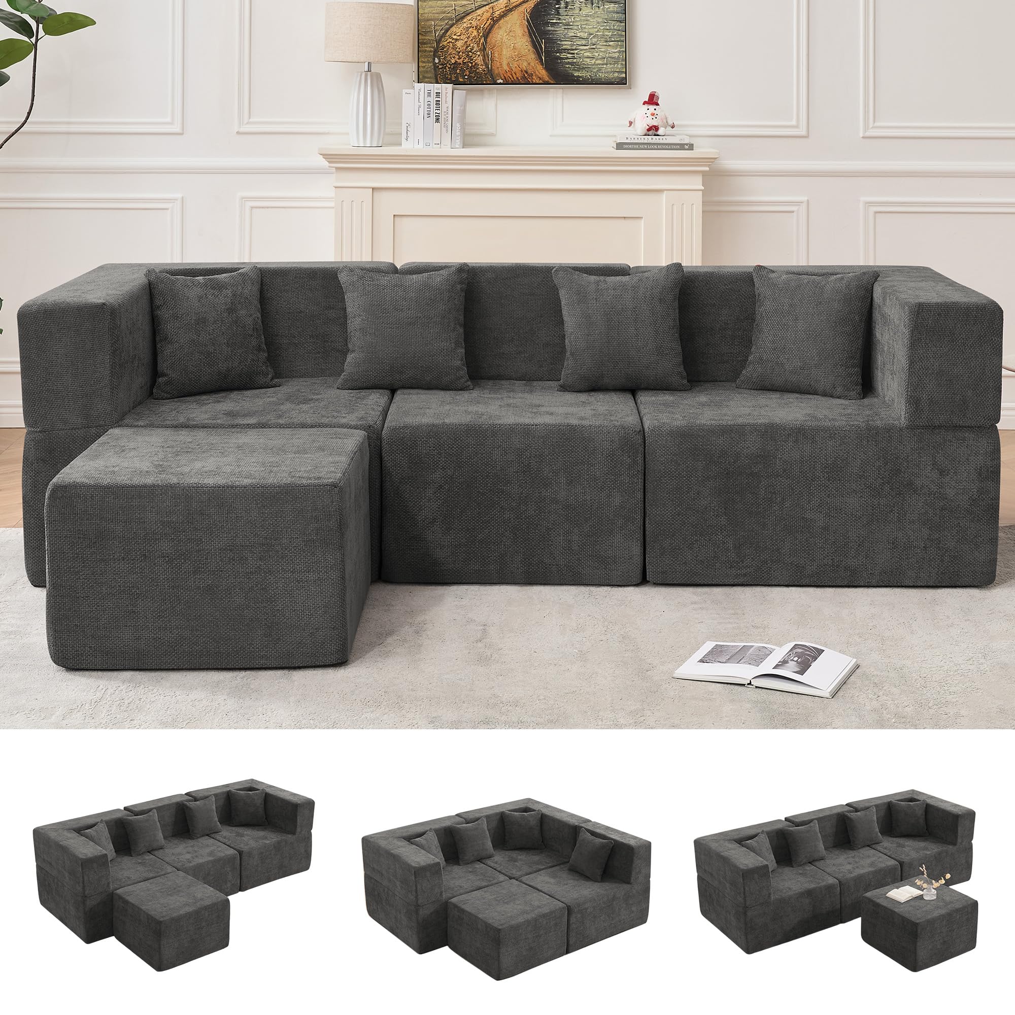Modular Sectional Sofa with Ottoman