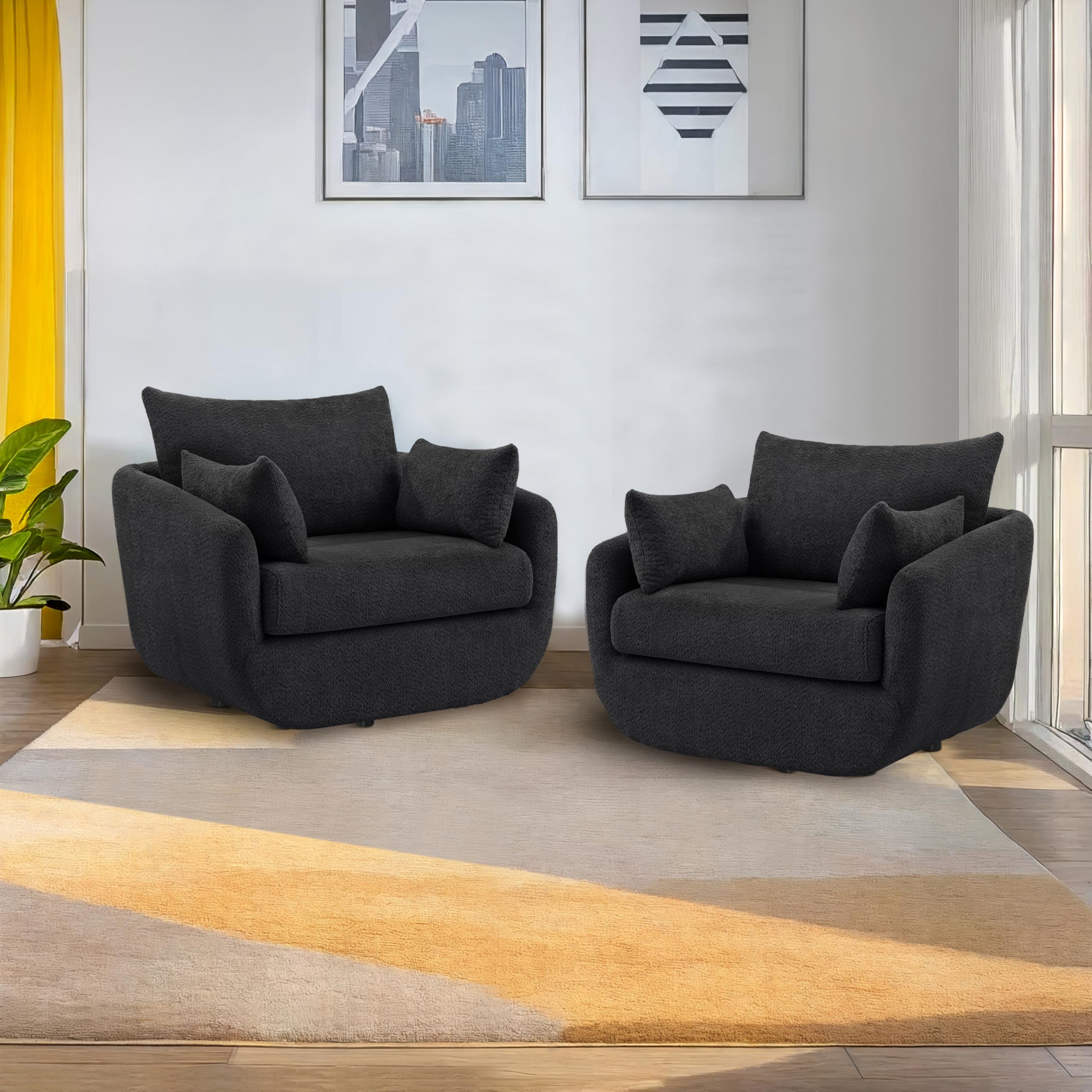 Oversized Boucle Swivel Accent Chair