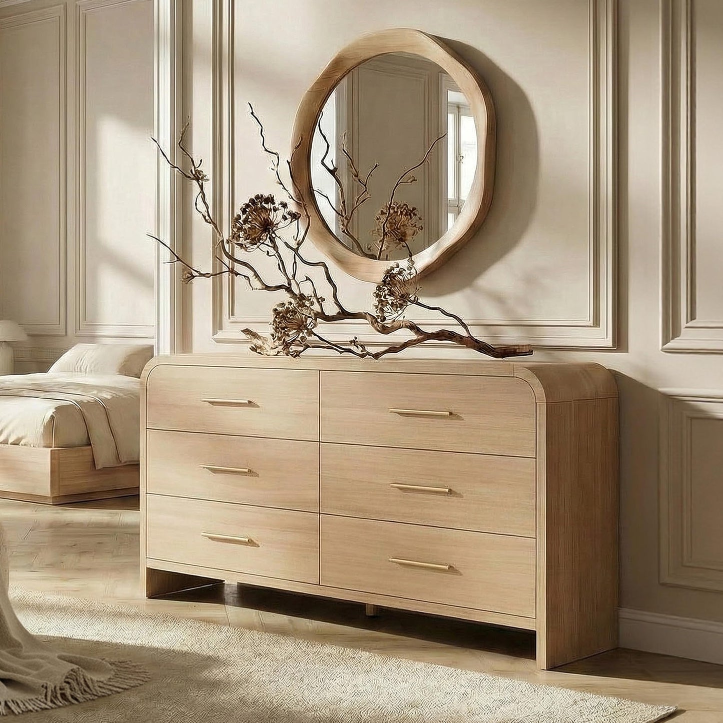 Modern Curved 6 Drawer Dresser