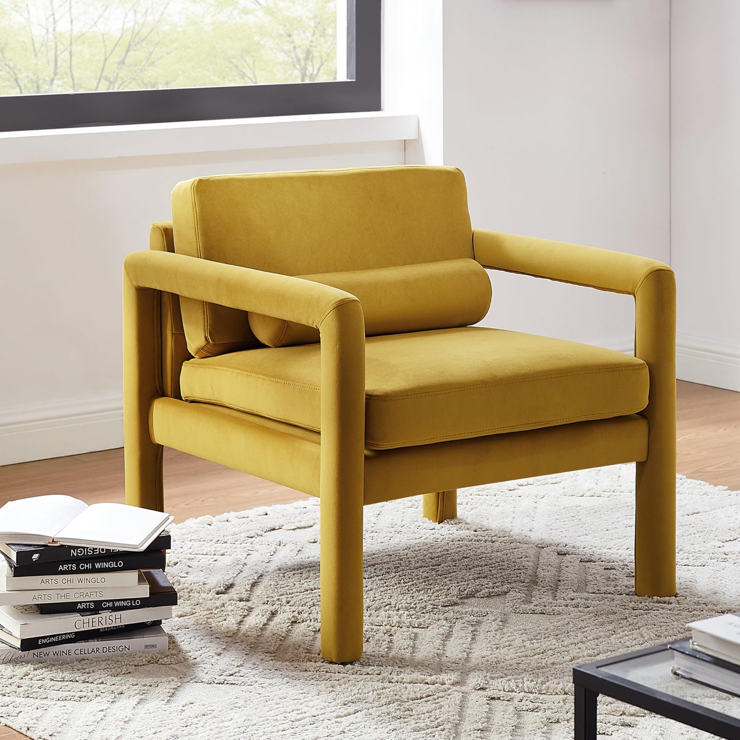 Modern Velvet Accent Chair with Pillow