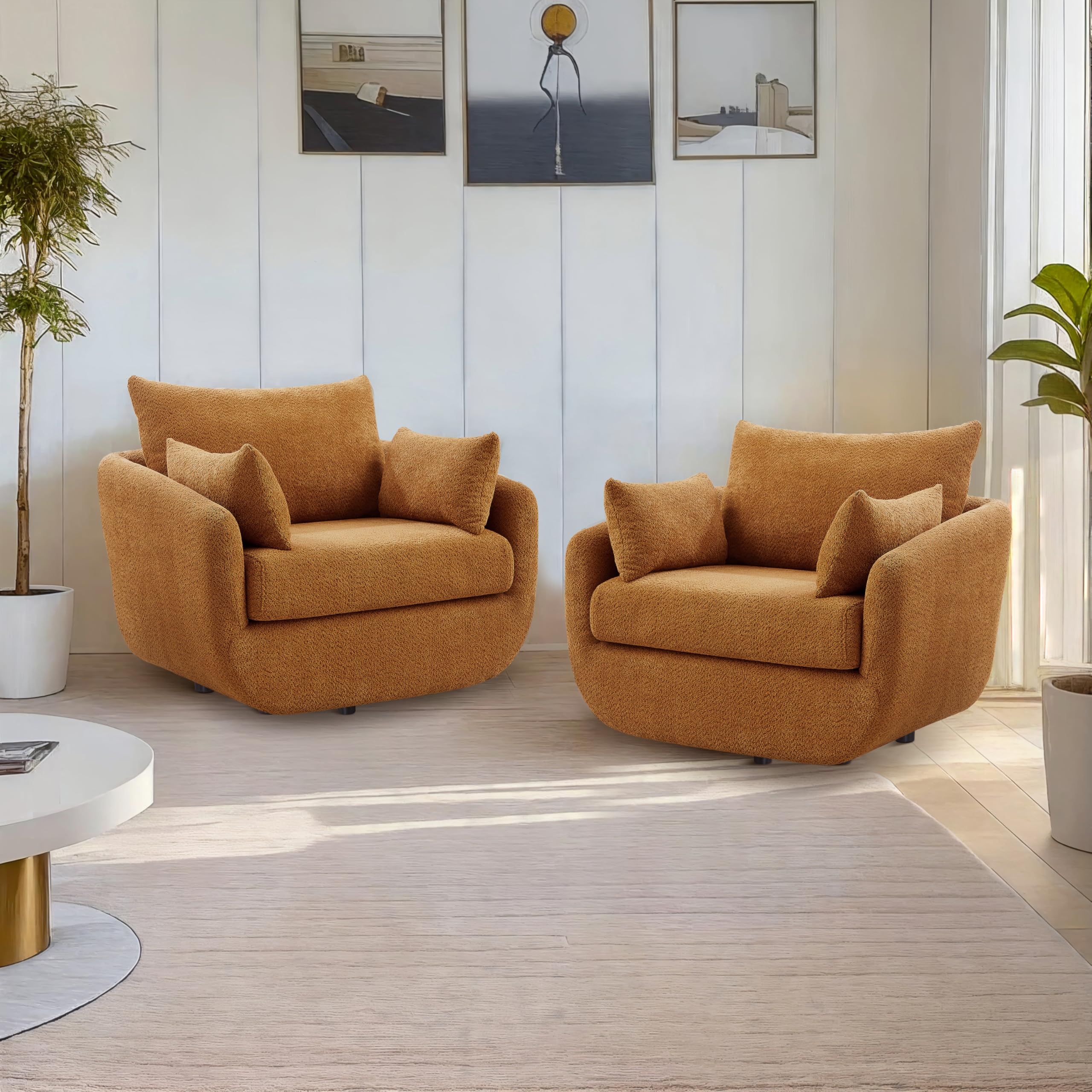 Oversized Boucle Swivel Accent Chair