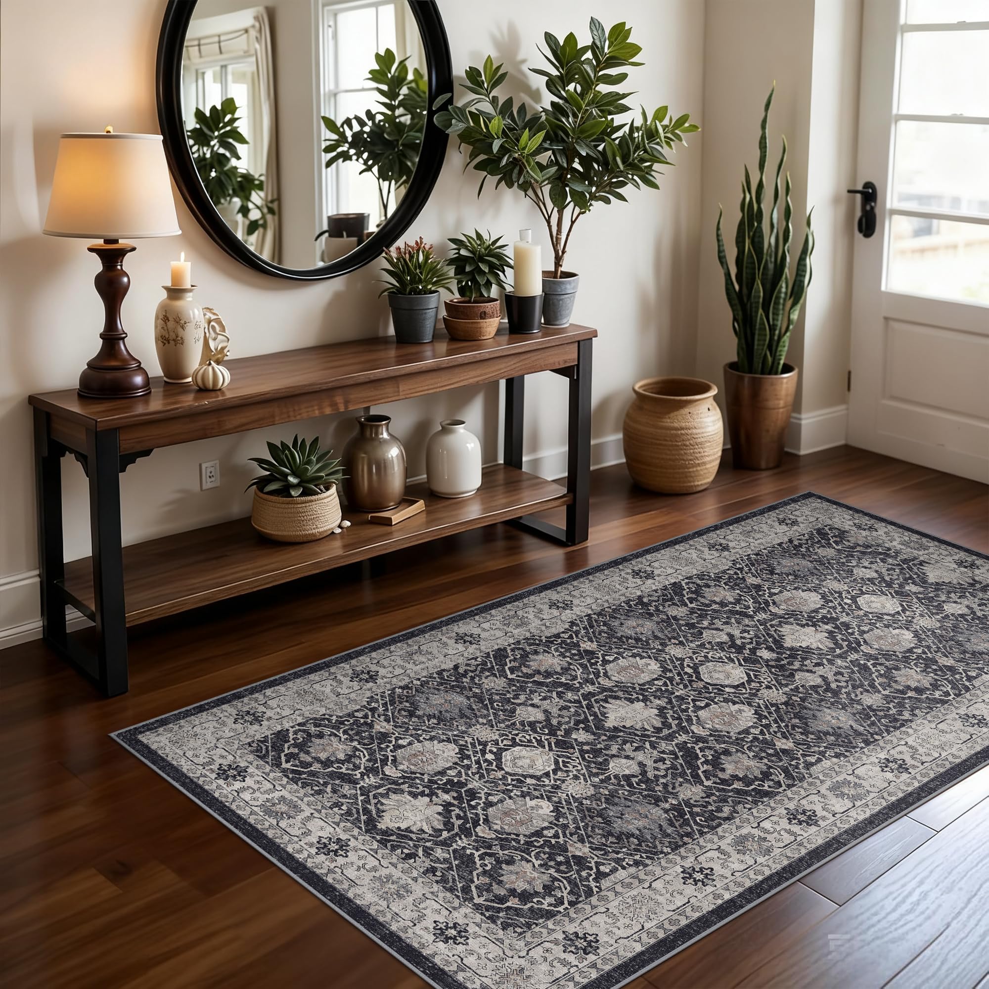 Washable Vintage Runner Rug 2x7