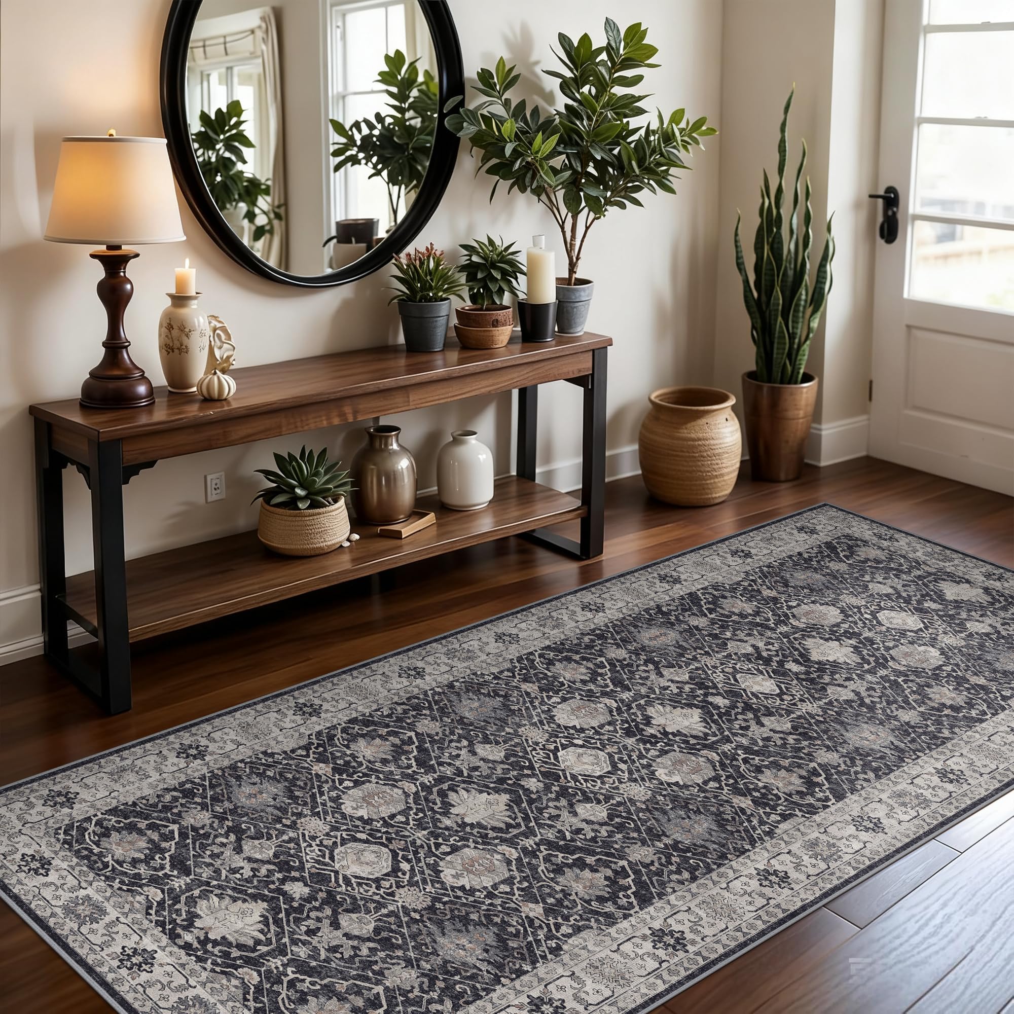 Washable Vintage Runner Rug 2x7