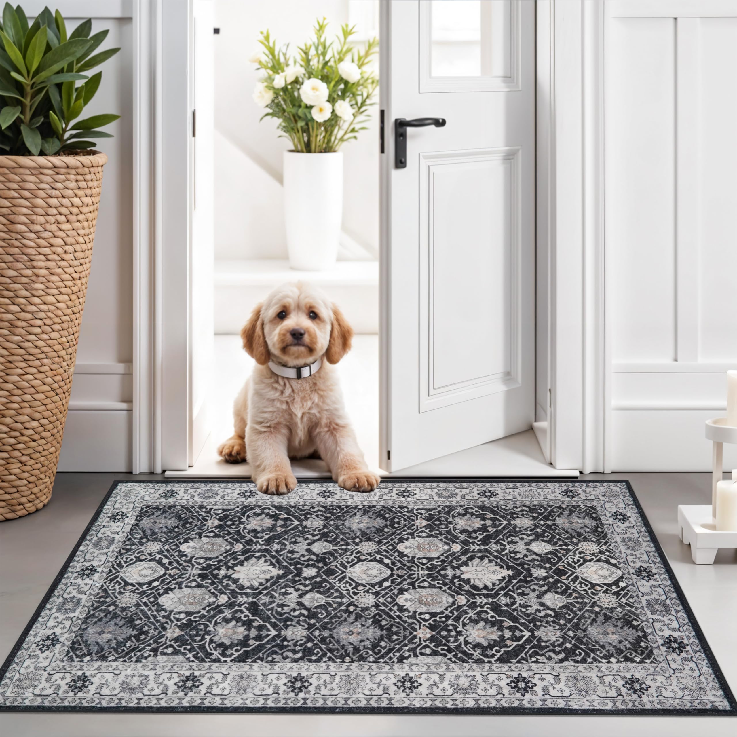 Washable Vintage Runner Rug 2x7