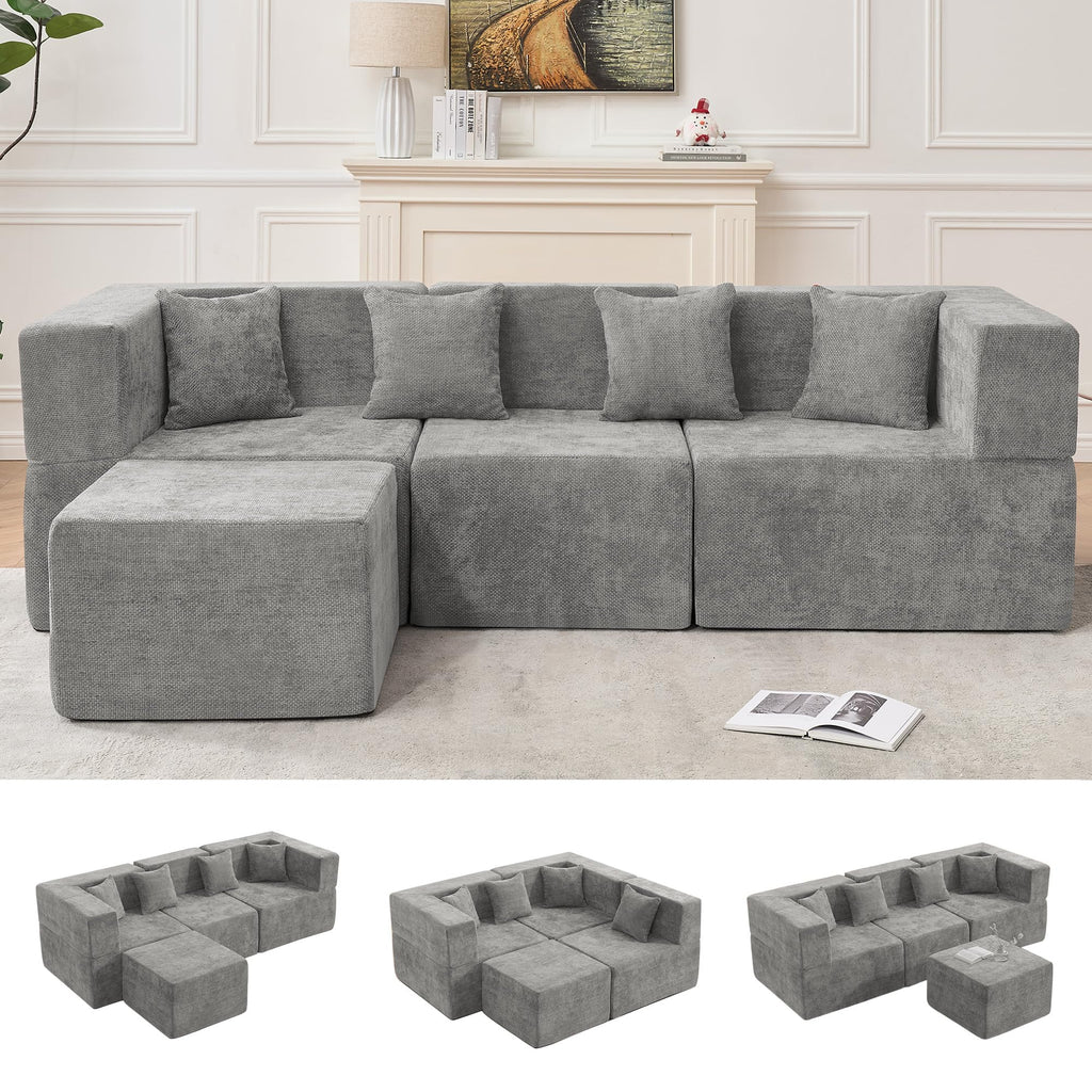 Modular Sectional Sofa with Ottoman
