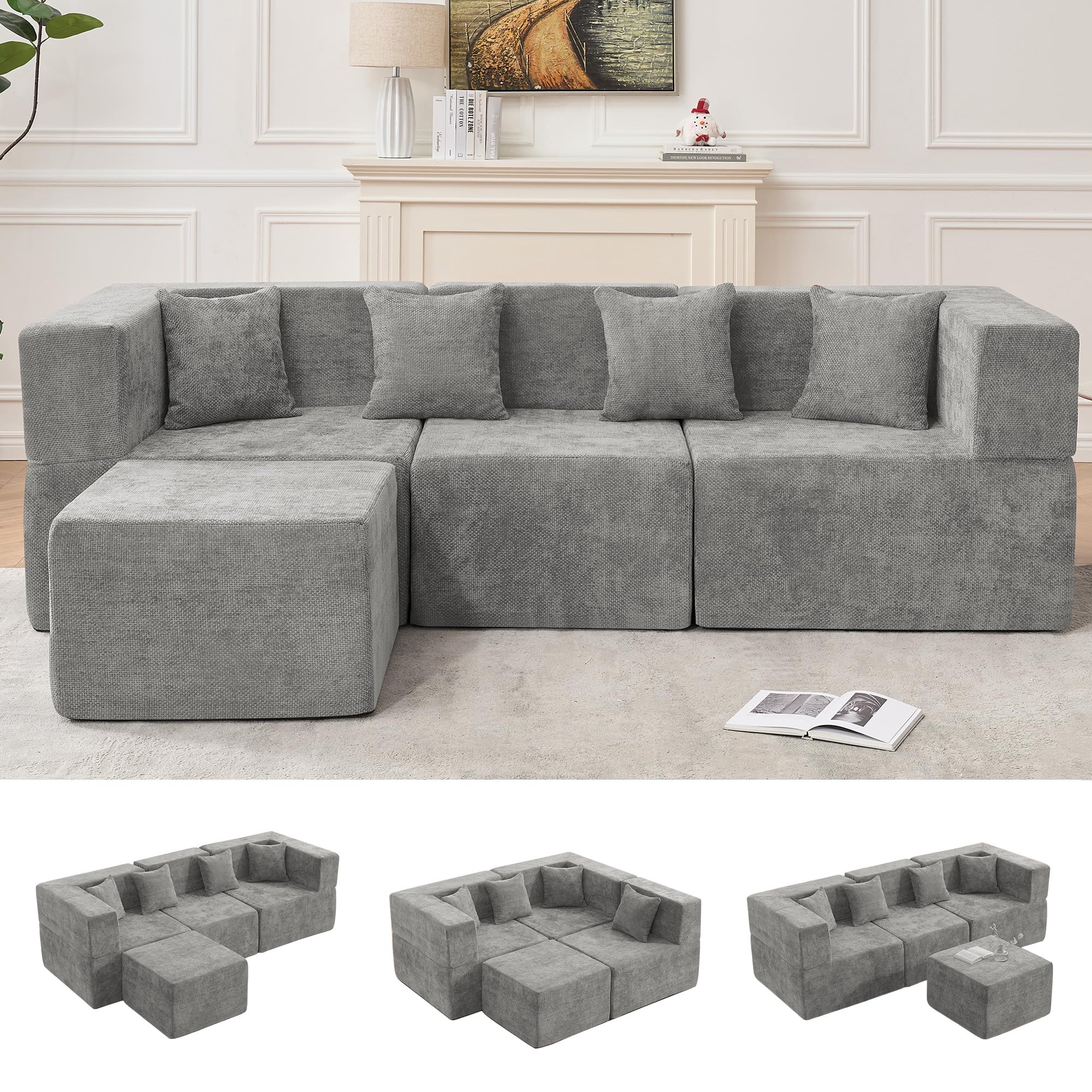Modular Sectional Sofa with Ottoman