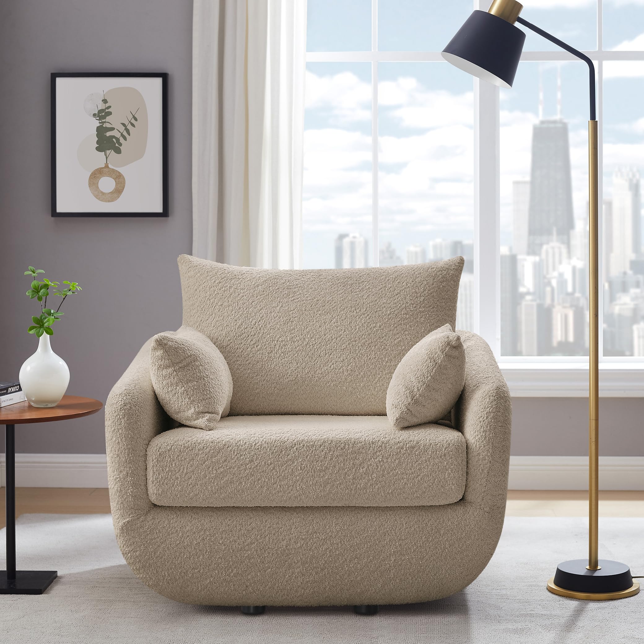 Oversized Boucle Swivel Accent Chair