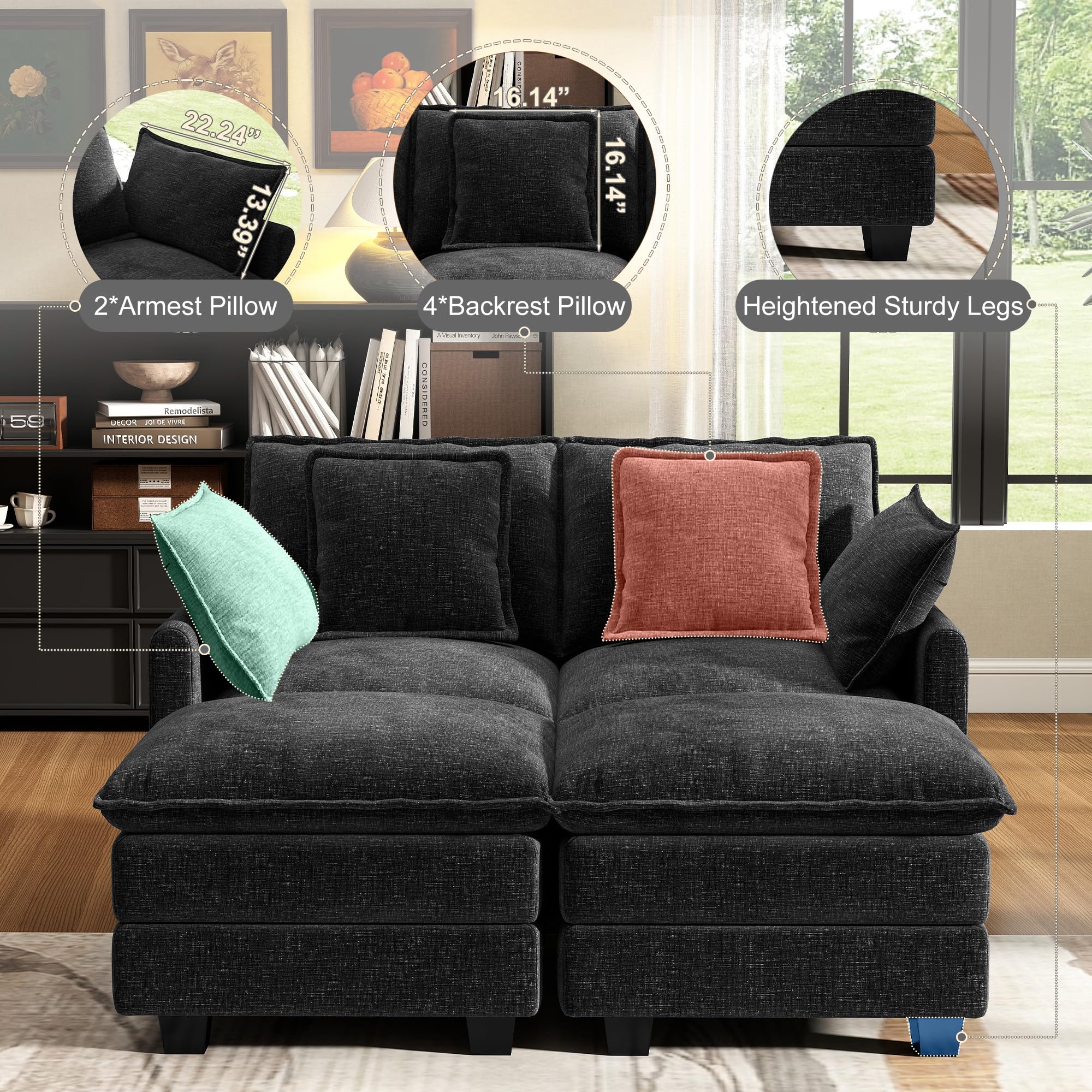 Cloud Modular Sectional Sofa with Ottoman