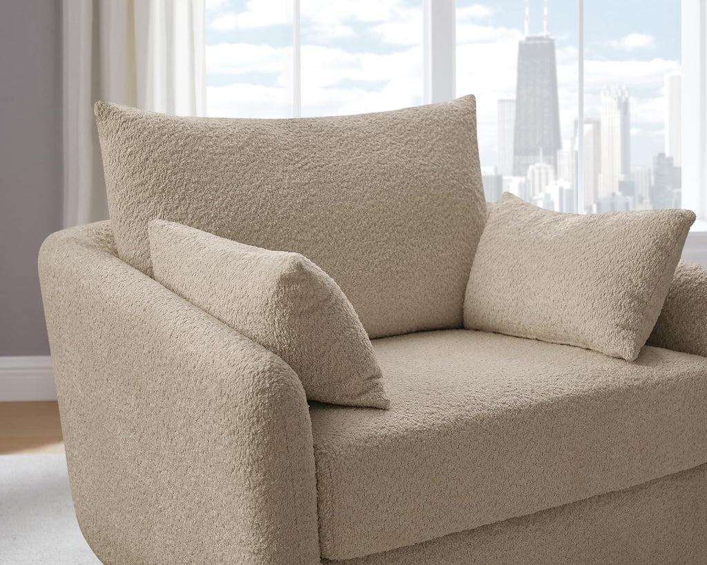 Oversized Boucle Swivel Accent Chair