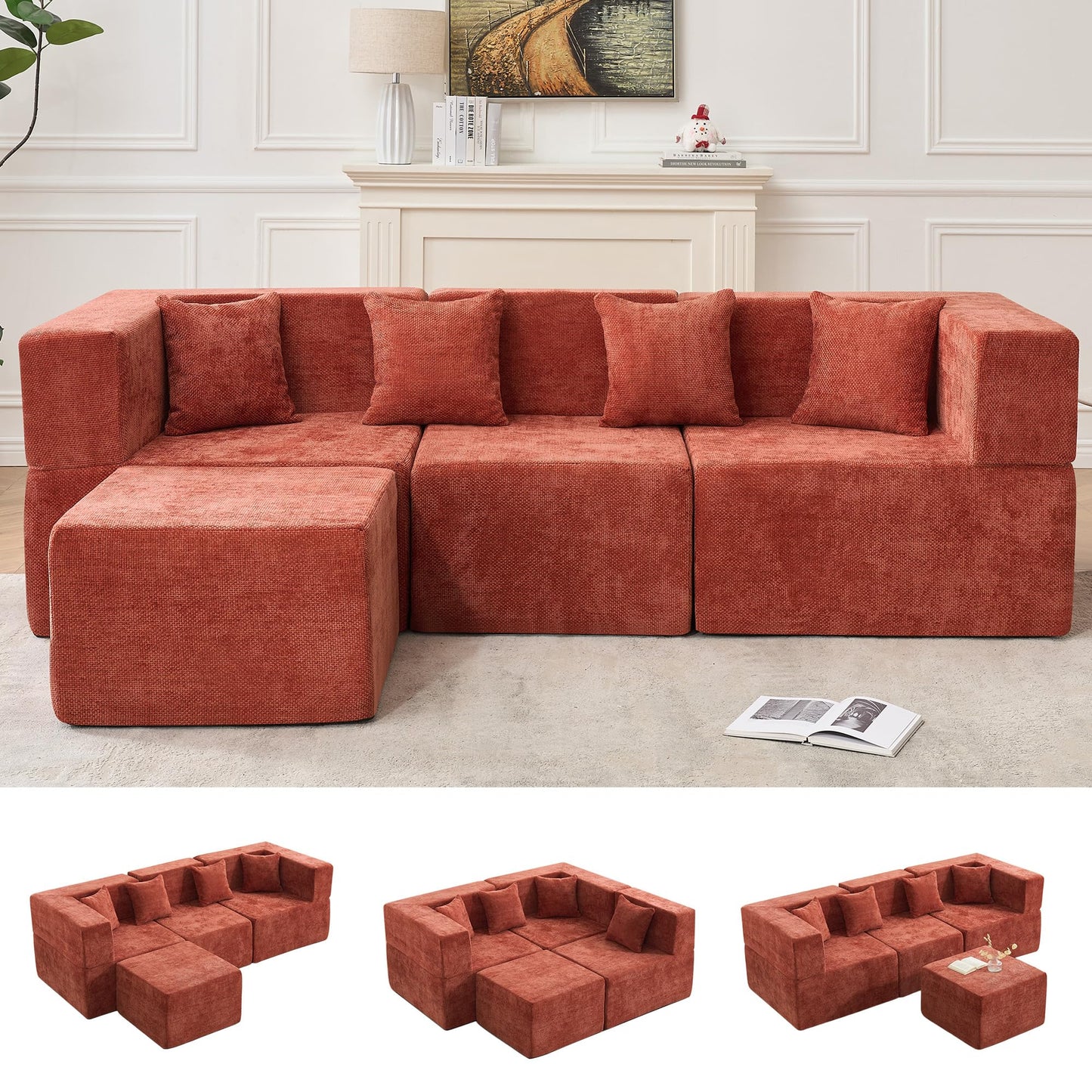 Modular Sectional Sofa with Ottoman