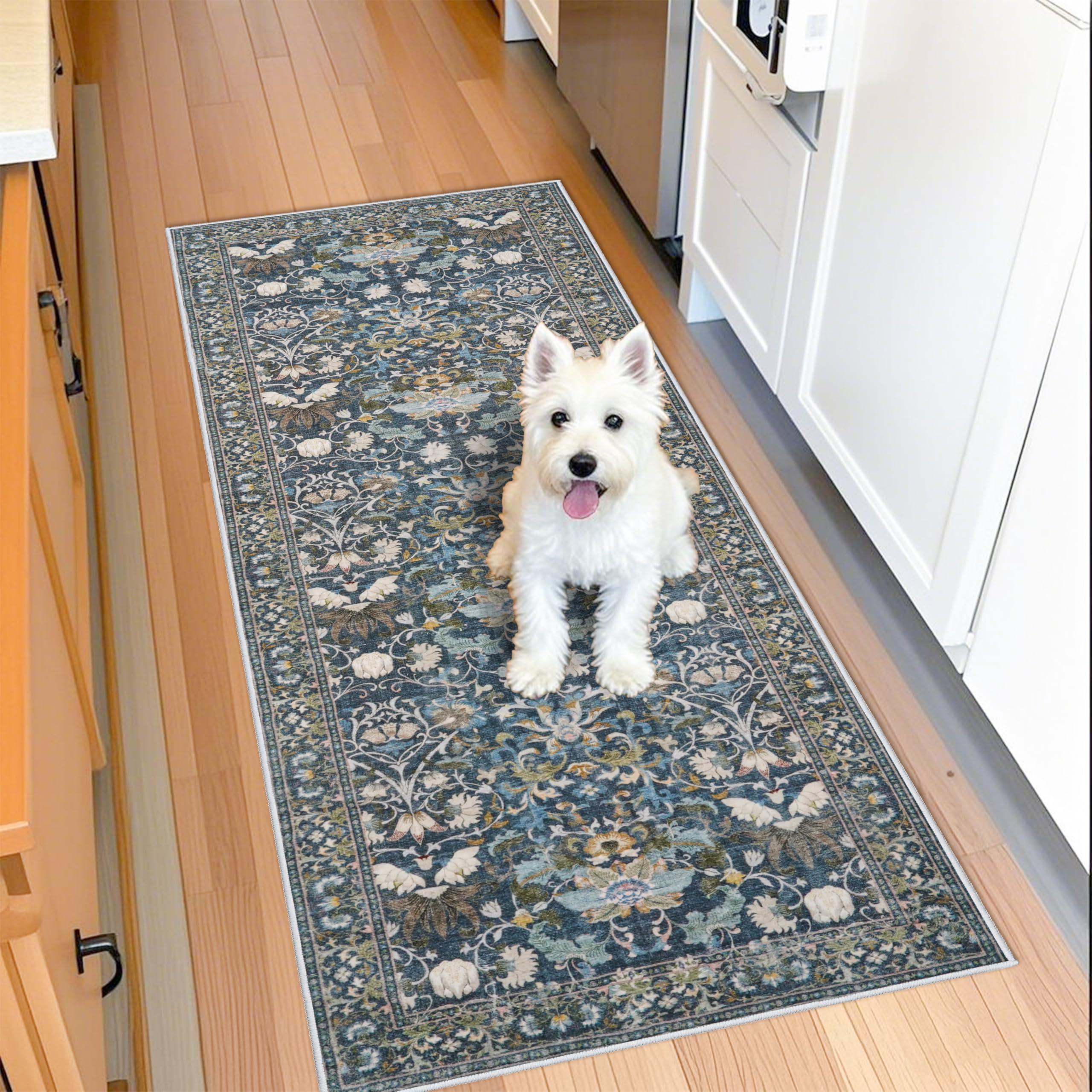 Washable Vintage Runner Rug 2x7