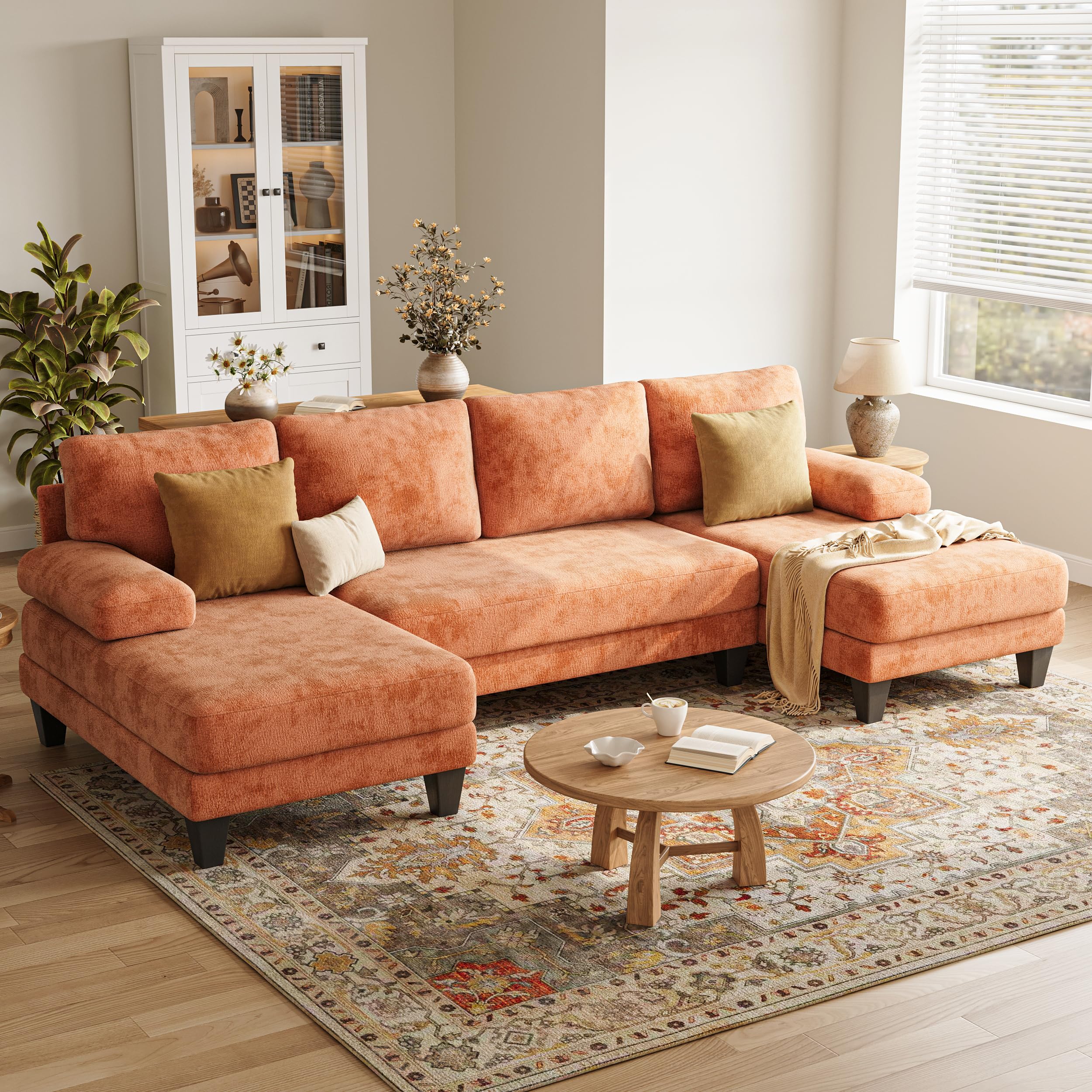 U-Shaped Sofa with Double Chaise Lounge